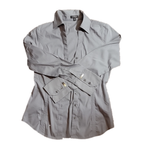 Express stretch cotton blouse shirt button down gray xs